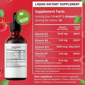 OEM/ODM Pedido al por Mayor Vitamina B12 5000mcg en Gotas Líquidas (B6+B1+Niacina+Folato) 60ml Impulso de Energía - Product Image 2