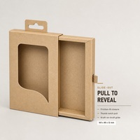 Boîte tiroir personnalisée en papier kraft avec fenêtre transparente pour étui de téléphone, emballage de vente en gros écologique avec languette de suspension, ODM OEM