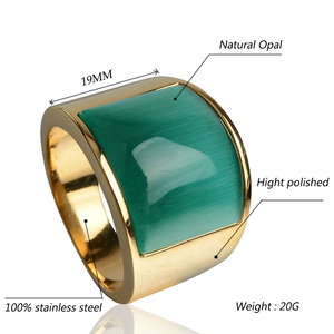 Anelli <span class=keywords><strong>di</strong></span> <span class=keywords><strong>opale</strong></span> in <span class=keywords><strong>pietra</strong></span> <span class=keywords><strong>di</strong></span> <span class=keywords><strong>luna</strong></span> placcati in oro a prezzi economici Vintage in acciaio inossidabile Wide Edition uomini <span class=keywords><strong>e</strong></span> donne - Product Image 5