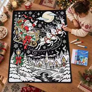 Couverture en flanelle personnalisable à colorier soi-même pour Noël, couverture graffiti DIY, utilisation domestique, écologique, hiver, pour chambre et salon - Product Image 1