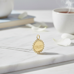 Charm Redondo de Plata con Letra de Confianza, Joyería Turca Hecha a Mano al por Mayor, Plata de Ley 925 - Product Image 3