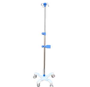 Supporto per flebo mobile in acciaio inossidabile ispessito, regolabile in altezza, con telaio per vassoio e pompa, colore blu - Product Image 1