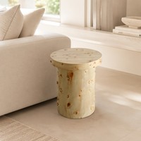 Table basse moderne en bois ronde pour petits espaces, tables d'appoint pour salon et bureau, table d'appoint tambour en bois naturel