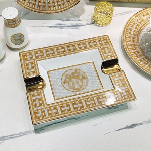 Wholesale Factory Price Royal Luxury Tableware Sets 61 Pcs Bone China Golden Mosaic Western Ceramic <b>Dinnerware</b> Sets - Product Image 4