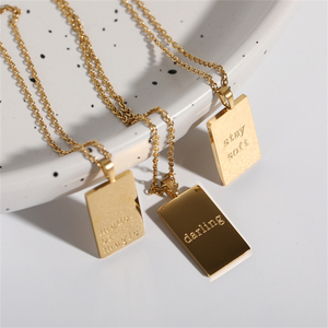 Personalizzato inciso amato magic darling ciondolo geometrico in acciaio inossidabile 18k PVD placcato oro collana a catena a maglia regalo di gioielli da donna - Product Image 6