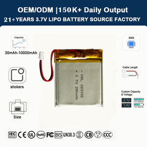OEM Custom Lipo Lithium Polymeer Batterij 3.7V 323035 285mAh Oplaadbare Pouch Cel voor slimme huizen - Product Image 1