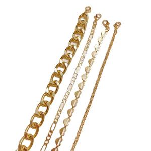 وصول جديد 4 طبقات شرابة بسيطة متعددة الطبقات جوفاء ذهبية كوبية فاخرة سلسلة ربط أساور بنمط البانك للنساء - Product Image 4