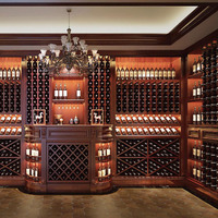 Cave à vin haut de gamme en chêne écologique sur mesure, armoire traditionnelle antique en bois massif avec bar intégré pour usage résidentiel