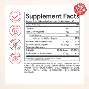 <strong>Prime</strong> Quality 10000mcg Healthy Candy Hair Skin Nails Growth Wellness Gummy <strong>Lemonade</strong> Lemon Flavor Biotin Gummies with Vitamin C - Product Image 3