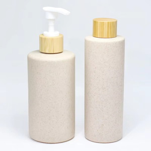 Square Wheat Straw Biodegradable Eco-Friendly Screen Printed Custom Logo <b>Pump</b> Packaging Empty Cosmetic <b>Bottles</b> for Bath Shampoo - Product Image 3