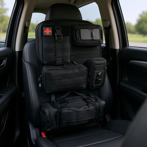 Organisateur de siège arrière de véhicule tactique, 5 pochettes, multi-poches, rangement pour téléphone et articles médicaux, matériau en nylon, style moderne - Product Image 2