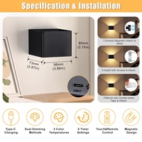 Applique murale rechargeable avec détecteur de mouvement Batterie 4000mAh Télécommande Applique murale sans fil haut et bas Lampe murale à LED
