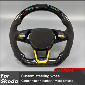 Volant en suède noir personnalisé avec fibre de carbone pour <span class=keywords><strong>SKODA</strong></span> <span class=keywords><strong>Octavia</strong></span> RS IV <span class=keywords><strong>VRS</strong></span> Superb, compatible avec l'affichage LED intelligent - Product Image 2
