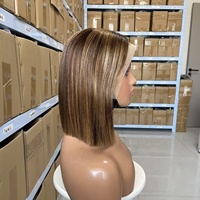 Pelucas Bob de Cabello Humano con Encaje Frontal 13x4, Coloridas, de Cabello Vietnamita Liso Natural, Pelucas Bob Cortas de Cabello Humano