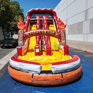 Tobogán acuático inflable de calidad comercial para fiestas infantiles en el patio trasero, con 18 pies de altura, modelo Volcano Rush. - Product Image 4