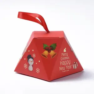 5 Stuks Kerst Geschenkdozen Met Lint Geschenkverpakking Zakjes Voor Cadeautjes Cookies 8.1X8.1X6.4Cm