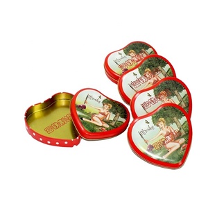 Low MOQ Personalized Cosmetic Tin Box Heart Shape Metal Candy Tin Box