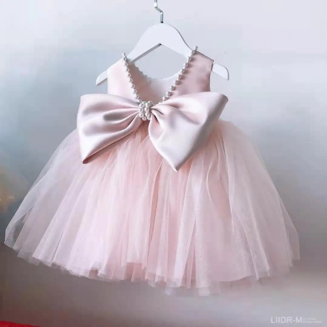 2024 güzel yürümeye başlayan elbise kız pembe parti elbise ile 4 yaşında bebek kız için gül maskeli balo elbiseleri