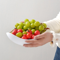 Assiette à collation en plastique PP de qualité alimentaire, empilable, résistante aux chutes, motif grain de bois, pour table de salon, fête, ou comme bol à fruits