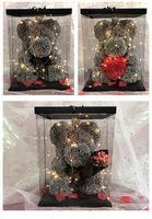 Teddyberen met doos bloemen 40cm 25cm rozen Valentijnsdag schuimhart rood cadeau cadeaus kunstmatige mini geconserveerde Valentijnsroos beer