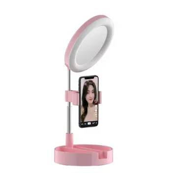 Hot on Amazon Mobile Live Streaming LED Ring Light with Retractable Phone Stand for Selfie Photography Round Fill Light