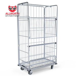 थोक गोदाम भारी शुल्क 500 किलोग्राम लॉजिस्टिक पूरी तरह से बंद स्टील लॉन्ड्री ट्रॉली गाड़ी - Product Image 5