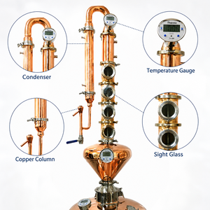 Alambique de Cobre de <span class=keywords><strong>6</strong></span> Pulgadas para Producción de Ginebra, 100L, 200L, 300L, Equipo de Destilación para Destilerías - Product Image 3