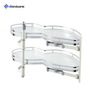Alandwares, estante de almacenamiento de vajilla ovalada de hierro multiusos moderno, bandeja oscilante <span class=keywords><strong>cromada</strong></span>, organizador, estante de <span class=keywords><strong>cocina</strong></span> giratorio, fácil de limpiar - Product Image 1