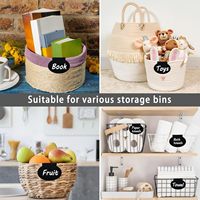 Étiquettes de panier en métal à clipser pour bacs de rangement Étiquettes amovibles en tissu avec marqueurs à craie