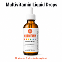22 Vitamines et Minéraux Liquides, Gouttes Multivitaminées D3 2000 UI K2 Lutéine Astaxanthine CoQ10 Édulcorées à la Stévia, Quotidiennement 60ml