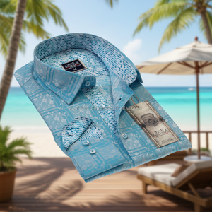 Camisa de vestir para hombre con flores azules - Product Image 3