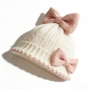 Oem/Odm Winter <b>Hat</b> With Bow for Bulk Orders Knit Beanie <b>Hat</b> Custom Logo Beanie Custom Embroidered Beanie <b>Hats</b> - Product Image 5