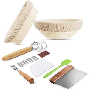 Cesta de fermentación de pan de lino y ratán natural para amasar masa, utensilios de cocina - Product Image 1