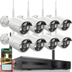 네트워크 HD 8 채널 키트 Nvr Dvr 세트 시스템 무선 보안 와이파이 카메라 3.0MP 방수 CCTV IP 카메라 야외
