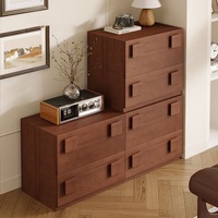 Armoire modulaire Carmen vintage en bois massif, style traditionnel et moderne, table de chevet créative avec 2 tiroirs et porte à panneaux pour chambre et salon