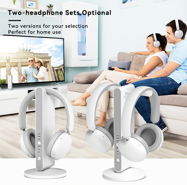 Qualcomm Auracast Hybrid ANC Over-Ear Bluetooth Headphones Wireless With Charging Base Stereo for TV Travel Office