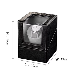 Flip Top Automatic Watch Winder Display <b>Box</b> With Transparent Window <b>Soft</b> Lining Leather Case - Product Image 6