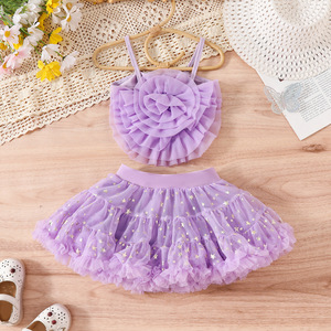 Set <span class=keywords><strong>Abbigliamento</strong></span> Estivo 2026 per Bambine: Gilet in Pizzo alla Moda + Gonna Tutu, Completo per Bambine 4-7 Anni - Product Image 2