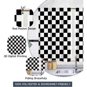 Ohocut Rustic Farmhouse Serviettes de cuisine Noir et blanc à carreaux Vintage Petit rideau de cuisine - Product Image 6