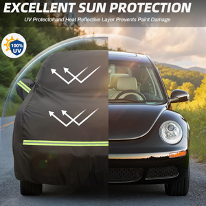 Housse de <span class=keywords><strong>voiture</strong></span> complète imperméable 210T pour extérieur, sur mesure pour <span class=keywords><strong>Volkswagen</strong></span> New Beetle 2 portes 1998-2023 avec fermeture éclair, coupe-vent, robuste - Product Image 4