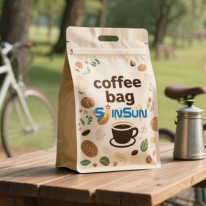 Custom Printed Blue Aluminum Foil Coffee <b>Bean</b> <b>Bag</b> Resealable Flat Bottom <b>Bag</b> Plastic Packaging Zipper Coffee <b>Bag</b> - Product Image 5