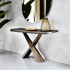 Tavolo Console Moderno Estensibile in Acciaio Inossidabile di Lusso Italiano, Dimensioni Personalizzabili, Arredamento di Alta Qualità per <span class=keywords><strong>Soggiorno</strong></span> - Product Image 3