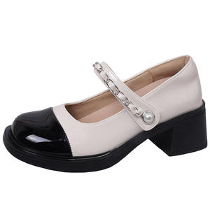 Scarpe da Donna Eleganti 2025 - <span class=keywords><strong>Mary</strong></span> <span class=keywords><strong>Jane</strong></span> Casual con Tacco Largo in Tweed Bianco e Nero e Dettagli in Pelle Verniciata - Product Image 5