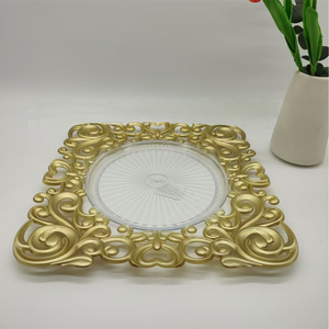 Clear PP Eco-Friendly 13-Inch <strong>Square</strong> Charger <strong>Plates</strong> Decorative Europe Style Service Tray for Table <strong>Setting</strong> - Product Image 5