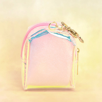 Mini sacs multifonctionnels mignons en PVC, porte-clés colorés, mini sacs laser, porte-clés avec fermeture éclair, sac fourre-tout à nœud papillon, porte-monnaie pour écouteurs, baume à lèvres