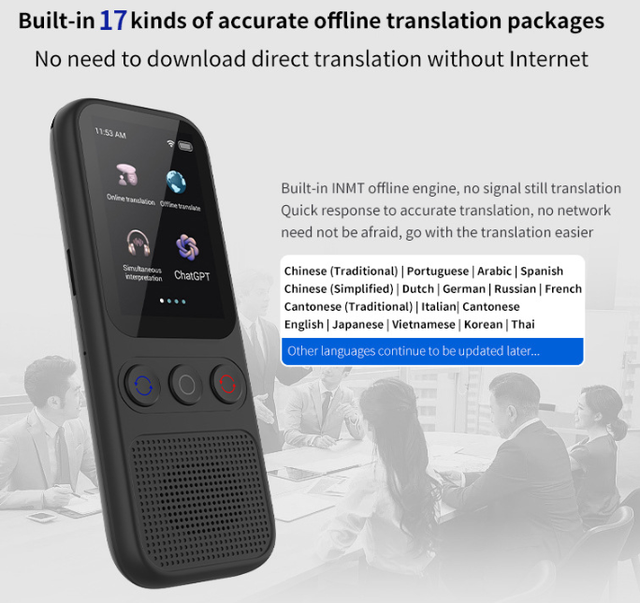 Portable Multilingual Translator S80 Instant Voice Translation for Travel & Meetings Offline Accurate Interpreter Device