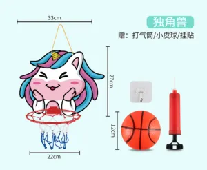Esportes ao ar livre brinquedo Cartoon Animal Wall-Mounted Basketball Board conjunto com bola e bomba das crianças
