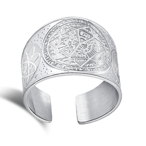 แหวนดาวเจ็ดแฉกแบบปรับขนาดได้ สไตล์วินเทจ คลาสสิก สำหรับผู้ชาย แฟชั่นเครื่องประดับ  ขายส่งตามสั่ง  แบบซาลอมอน คาบาล่า ลัทธิลึกลับ - Product Image 1