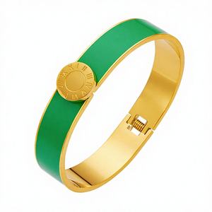 Bracelet à breloques en chiffres romains de 17 cm en acier inoxydable plaqué or 18 carats, bijoux de mode WDS, vente chaude, émail coloré pour femmes - Product Image 4