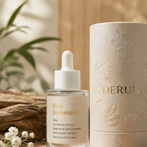 Bouteilles cosmétiques en verre sur mesure pour huiles essentielles 30ml 40ml 50ml transparentes avec compte-gouttes, givrées/estampées or/impression sérigraphique - Product Image 1